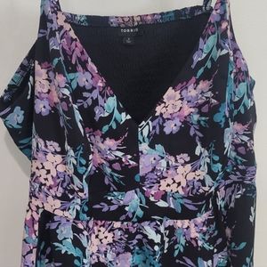 Torrid size 3, floral high peplum waist cami tank top